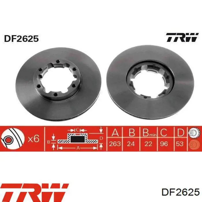 Передние тормозные диски DF2625 TRW