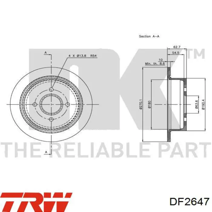 Тормозные диски DF2647 TRW