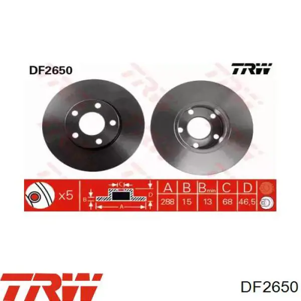 DF2650 TRW Диск тормозной передний