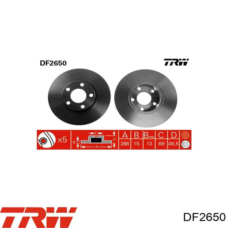 DF2650 TRW диск тормозной передний