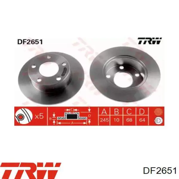 Задний дисковый тормоз TRW DF2651