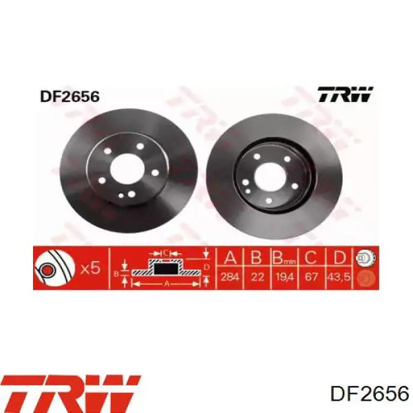 Передние тормозные диски DF2656 TRW