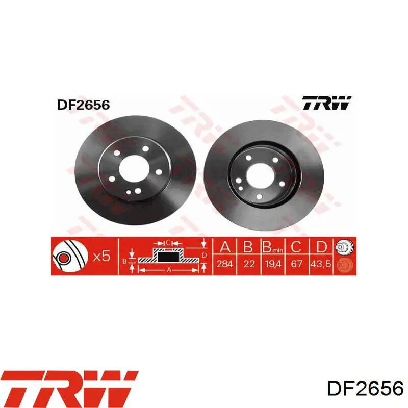 DF2656 TRW диск тормозной передний
