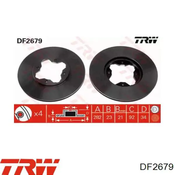 Передний тормозной диск TRW DF2679