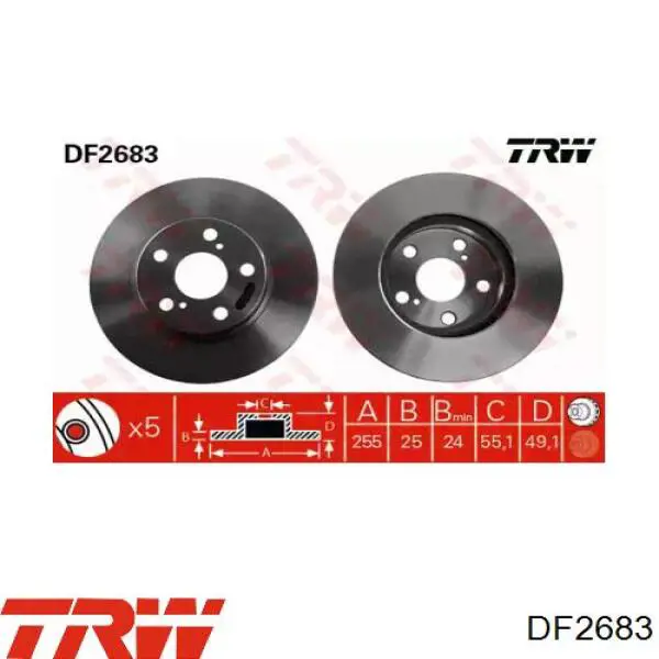 Передние тормозные диски DF2683 TRW