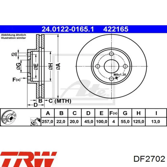 Передний тормозной диск TRW DF2702