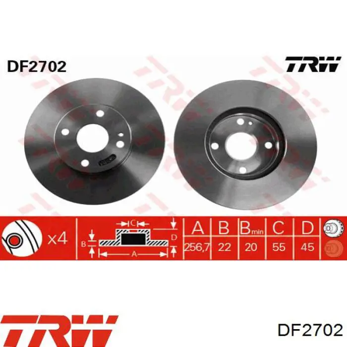 Передние тормозные диски DF2702 TRW