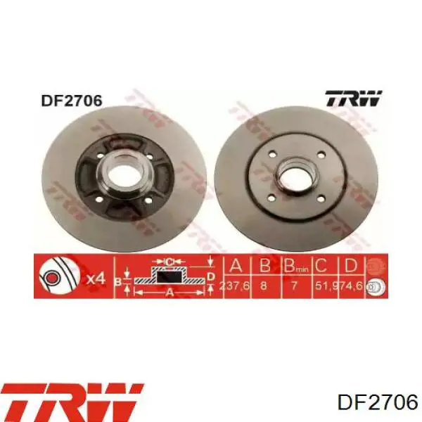Купить DF2706 TRW Диск тормозной задний