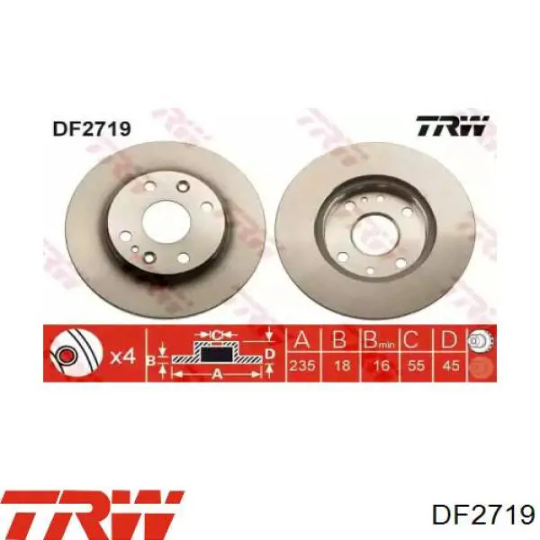 DF2719 TRW диск тормозной передний