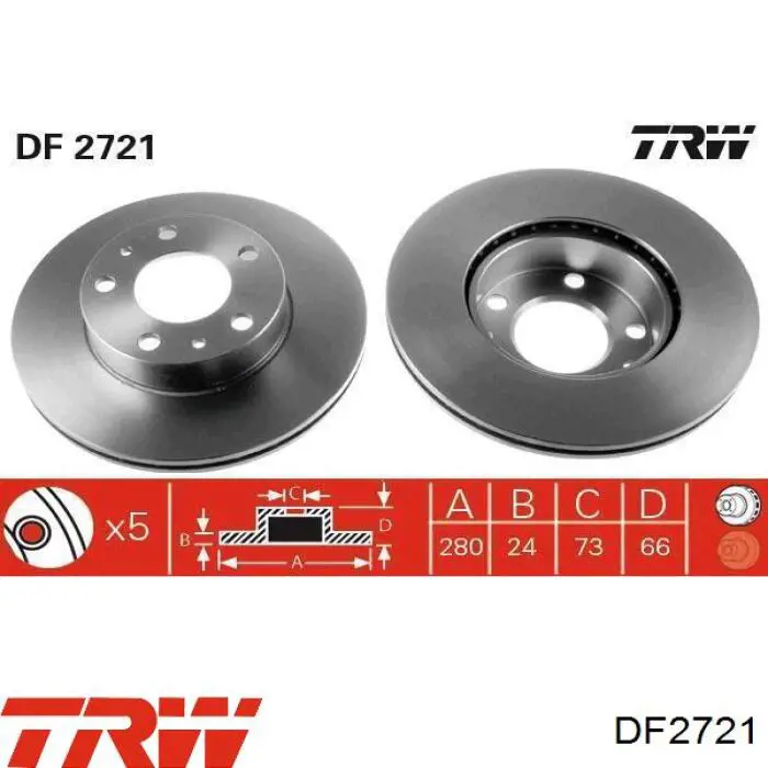 Передние тормозные диски DF2721 TRW