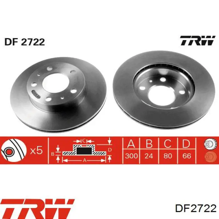 Передние тормозные диски DF2722 TRW