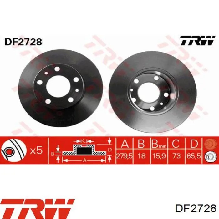 Передние тормозные диски DF2728 TRW