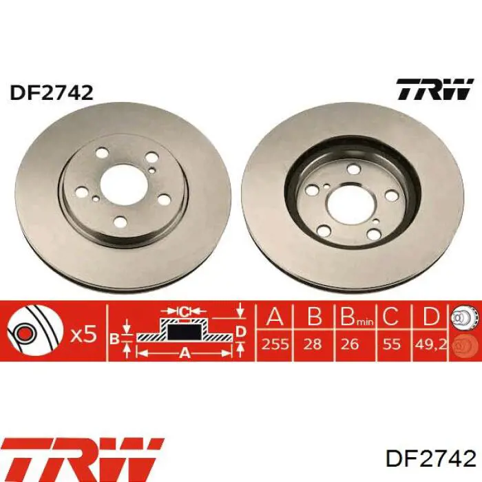 Передние тормозные диски DF2742 TRW