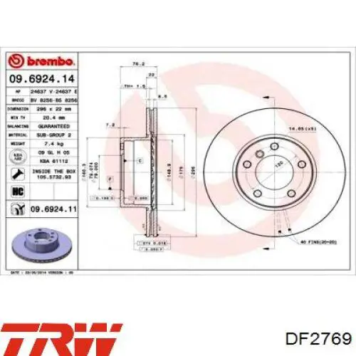 Купить DF2769 TRW Ротор тормозной