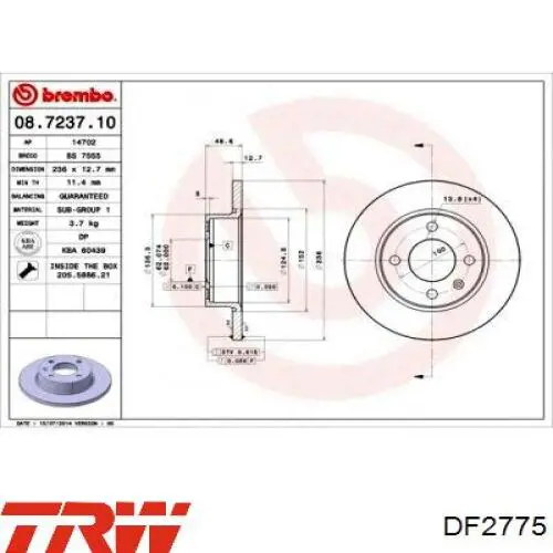 Передние тормозные диски PB8007 Starline