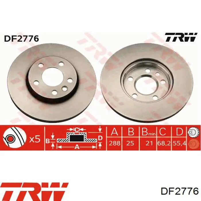 DF2776 TRW диск тормозной передний