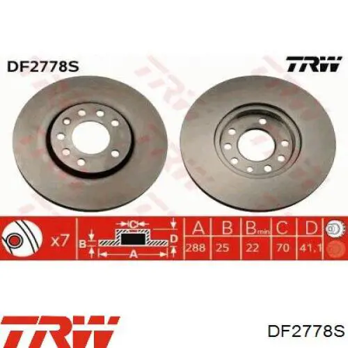 DF2778S TRW диск тормозной передний