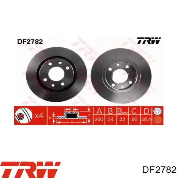 Передние тормозные диски DF2782 TRW