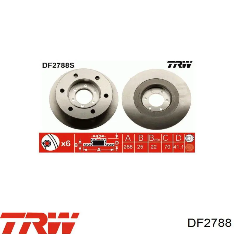 Передние тормозные диски DF2788 TRW