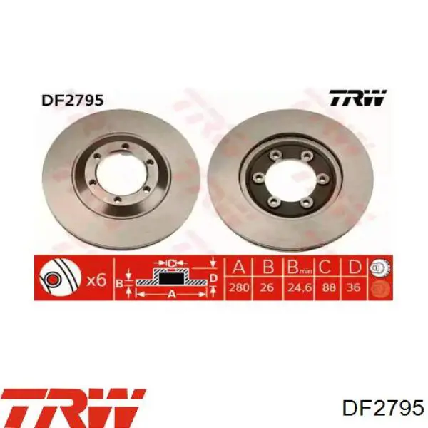 DF2795 TRW диск тормозной передний