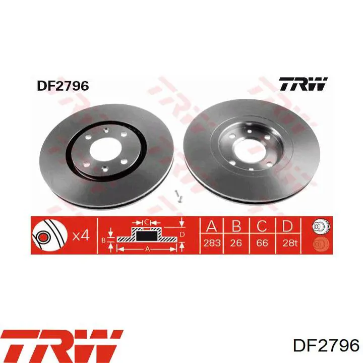 Передние тормозные диски DF2796 TRW