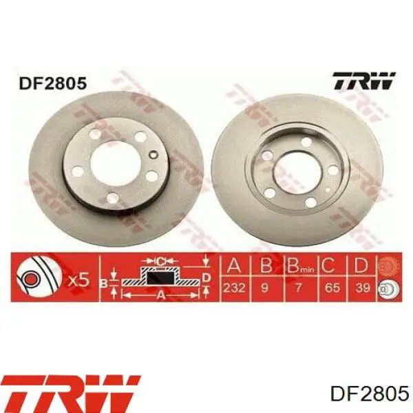 Тормозные диски DF2805 TRW