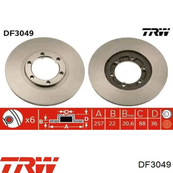 DF3049 TRW диск тормозной передний