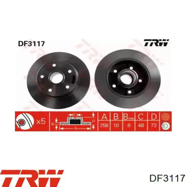 Задний тормозной диск TRW DF3117 цена, от 24.37 USD