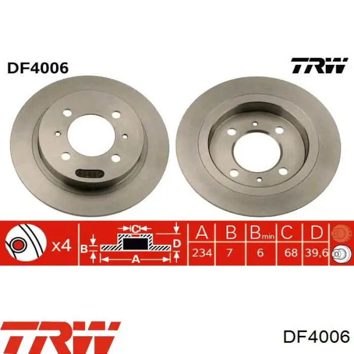 DF4006 TRW диск тормозной задний