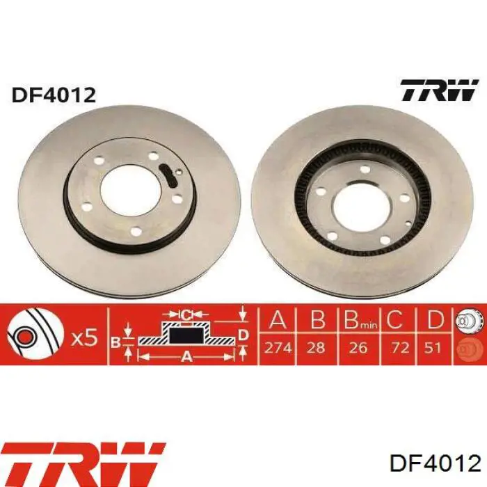 Передние тормозные диски DF4012 TRW