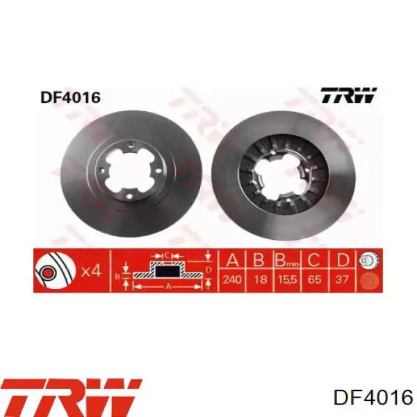 Передние тормозные диски DF4016 TRW