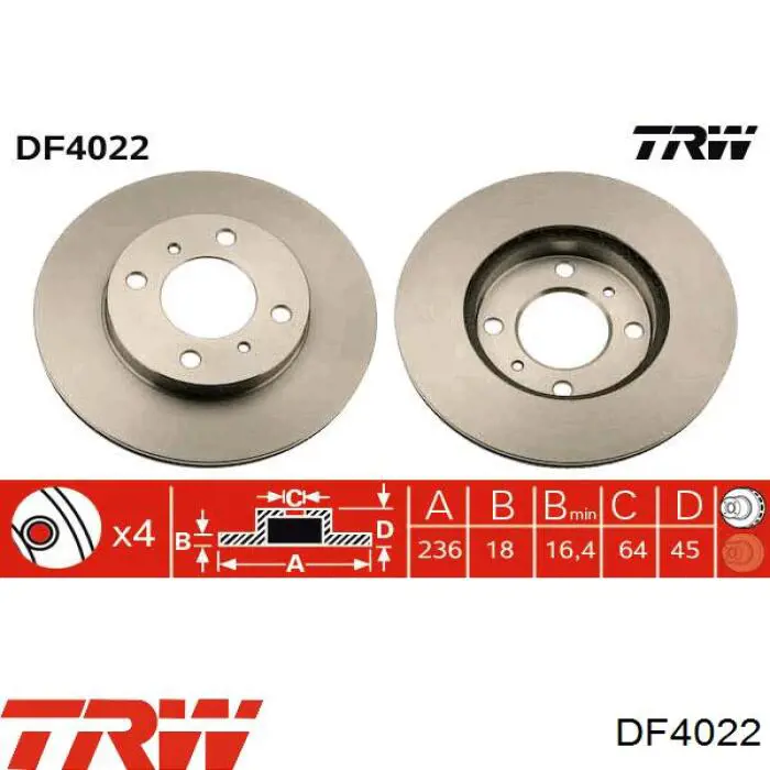 DF4022 TRW диск тормозной передний