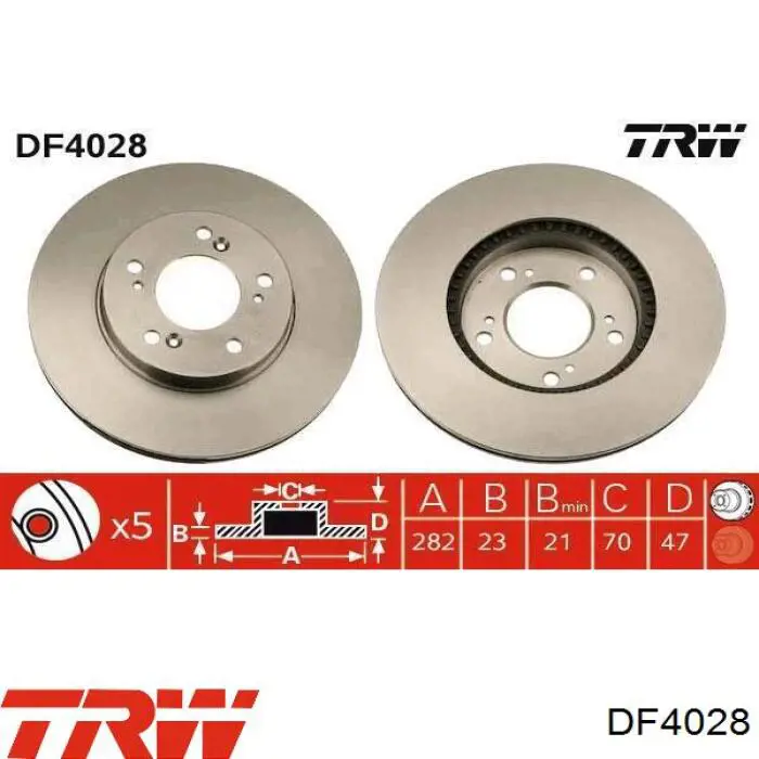 Передние тормозные диски DF4028 TRW