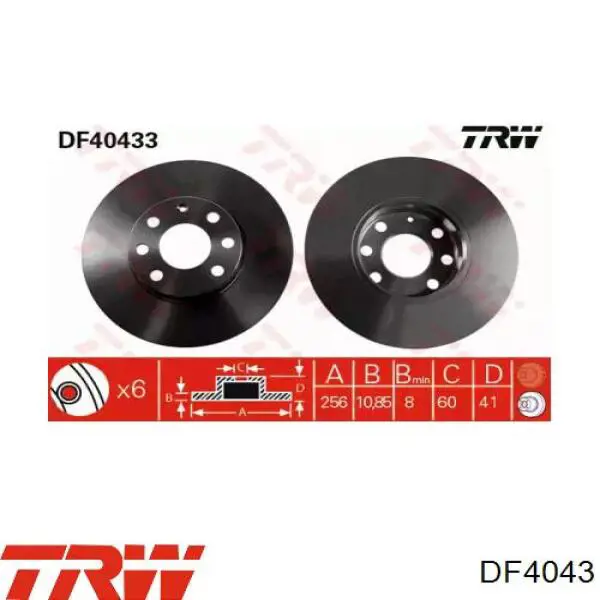 DF4043 TRW диск тормозной передний