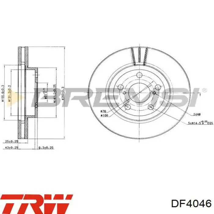Передний тормозной диск TRW DF4046