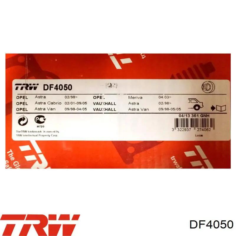 Задний дисковый тормоз TRW DF4050