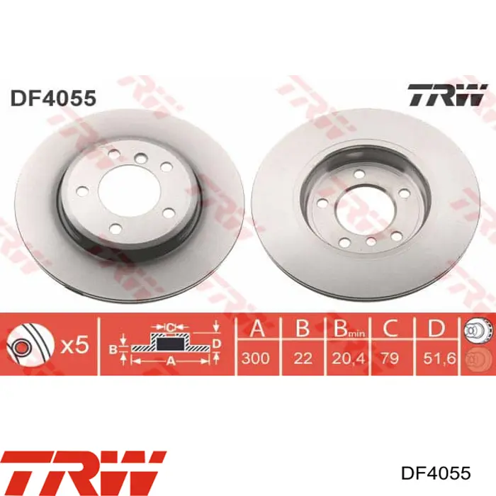 Передний тормозной диск TRW DF4055