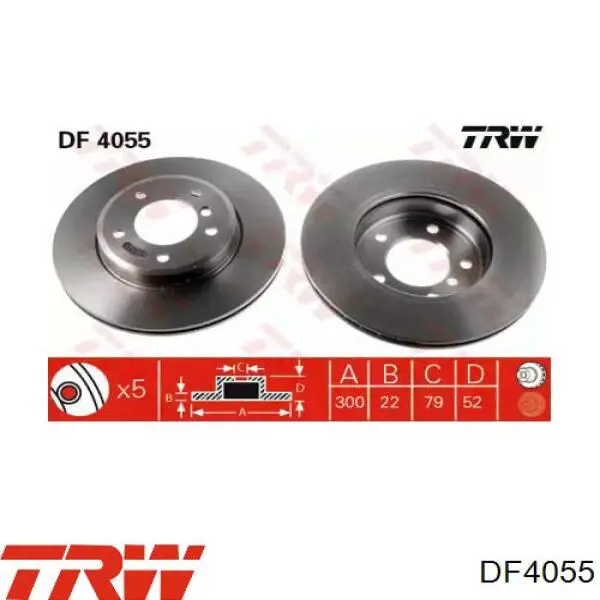 Передние тормозные диски DF4055 TRW