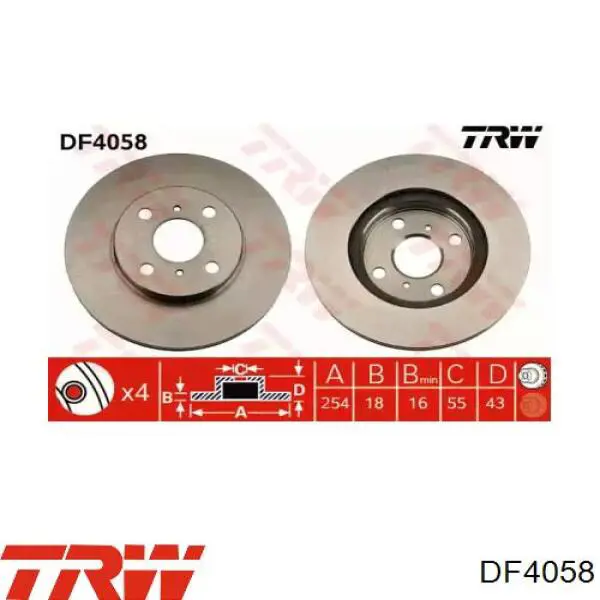 Передние тормозные диски DF4058 TRW