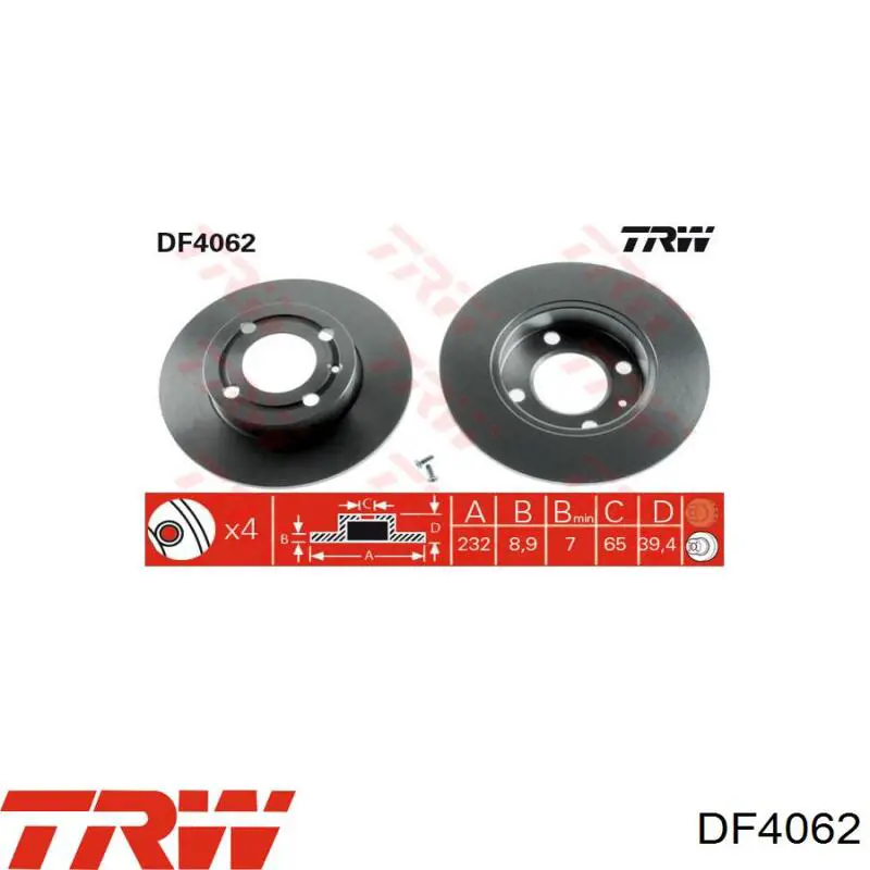 Тормозные диски DF4062 TRW