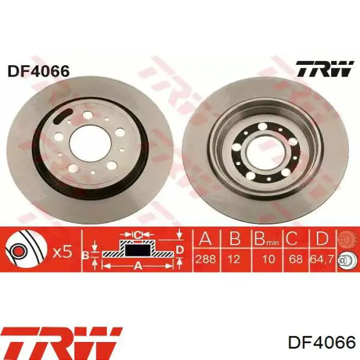 DF4066 TRW диск тормозной задний