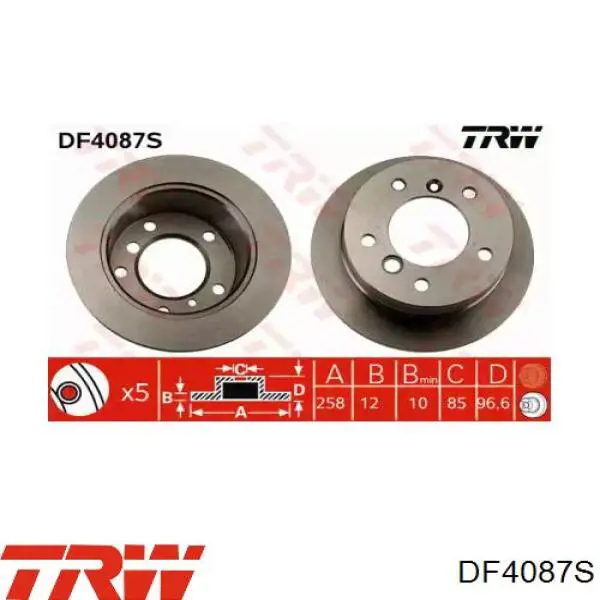 Задний дисковый тормоз TRW DF4087S