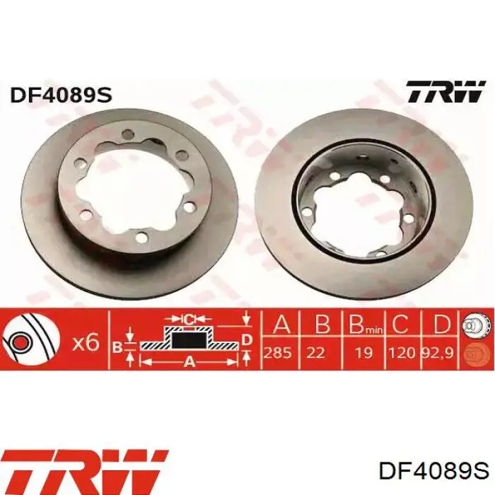 DF4089S TRW диск тормозной задний