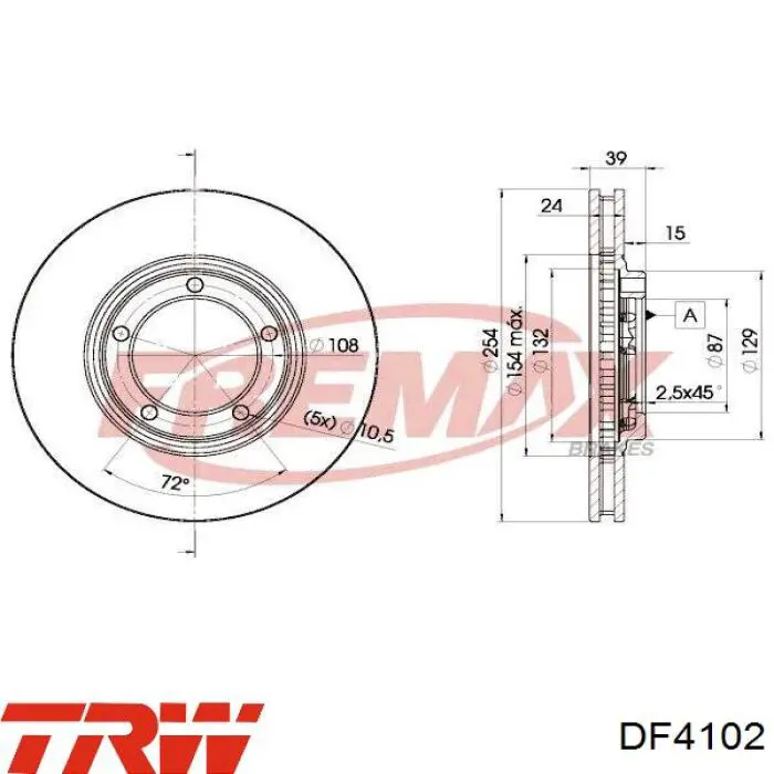 Передний тормозной диск TRW DF4102