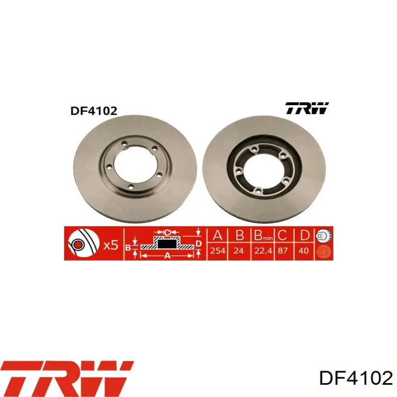 Передние тормозные диски DF4102 TRW