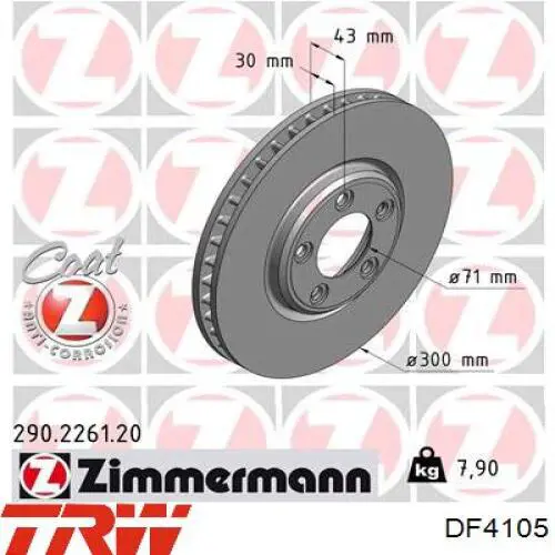 Передние тормозные диски DF4105 TRW