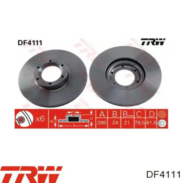 Тормоз дисковый передний TRW DF4111 цена, от 60.21 USD