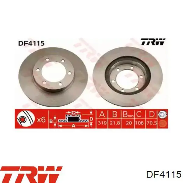 DF4115 TRW Диск тормозной передний