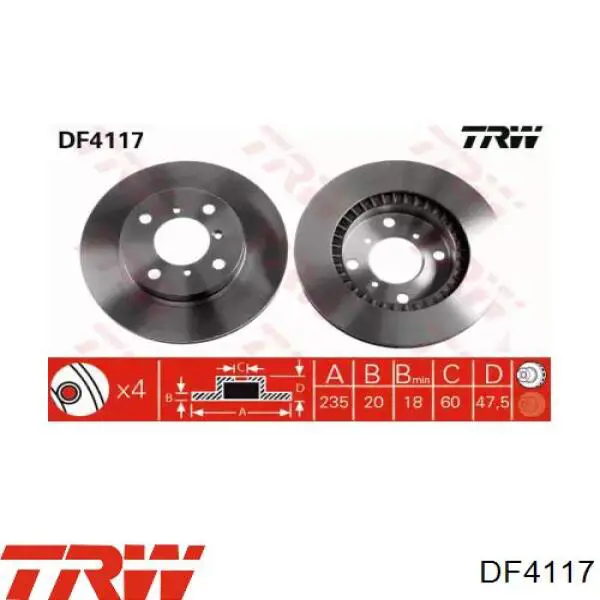 Передние тормозные диски DF4117 TRW