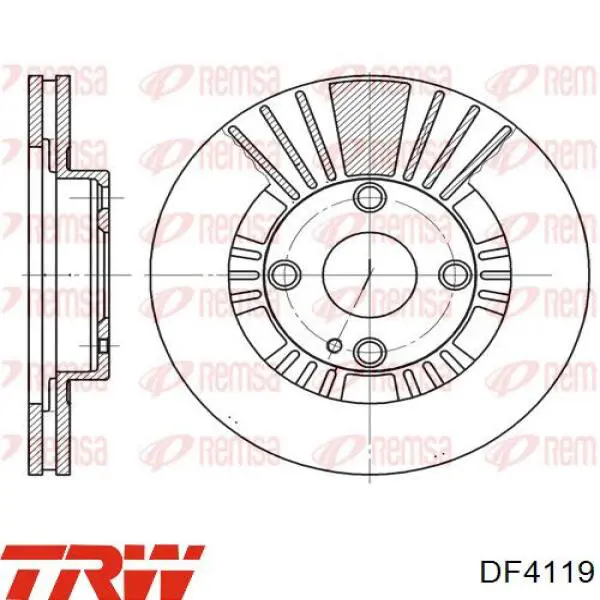 DF4119 TRW Диск тормозной передний